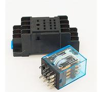 10pcs MY4 Power Relay MY4NJ with Din Rail Mount Socket Base 14 Pins 12V/24V 110V/220V MY4N Switch(12VDC)