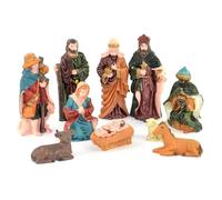 SHATCHI Holy 10pcs Nativity Birth of Jesus Christ Individual Movable Figures Set Christmas Crib Decorations, Multi