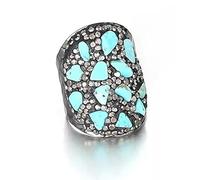 10pcs Natural Chips Stone Crystal Rings Adjustable Micro -Resizable-Turquoise