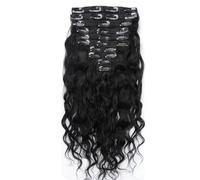 10Pcs Natural Wave Clip in Remy Human Hair Extensions, Invisible Real Extension Hairs Black Virgin for Women Quick to Wear(Natural Black,20 inch)