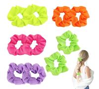 10PCS Neon Scrunchies for Hair Vibrant Retro Style Neon Hair Accessories for Secure Hold Large Hair Scrunchies for Girls 90s 80s Hair Accessories for Women Girls Festival Christmas Halloween Party