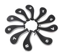 10pcs Neoprene Head Covers for Equipment | Weather - proof Iron/Putter Protector Set | Strong Zipper Design for Easy Access | Accessories for Golfers (Grey)