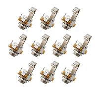 10PCS Nickel Plated 6.35mm 1/4 Inch Soldering Mono TS Panel Chassis Mount Jack Audio Female Connector with Washer and Nut Solder Type for Electric Bass Guitar