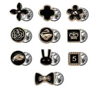 10Pcs No Sew Womens Buttons for Clothes - Instant Modesty Pins for Low Cut Tops, Clip On Pearl Buttons for Cardigans Reusable (A)
