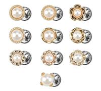 10Pcs No Sew Womens Buttons for Clothes - Instant Modesty Pins for Low Cut Tops, Clip On Pearl Buttons for Cardigans Reusable (B)