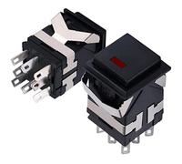 10Pcs Non Locking Push Button Switch 19x19mm KD2-22 8 Pins with Light Inside Illuminated 3A 250V without Lock Black(Illuminated Non Locking Black)
