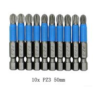 10pcs Non Slip Magnetic Screwdriver Bits, 50mm, Features PH1, PH2, PH3, for PZ1, PZ2, PZ3 Tools Set (PZ3)