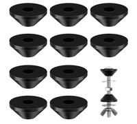 10Pcs Non Slip Toilet Seat Hinge Fittings, 8mm Rubber Washer Pads Conical Base Plate Washers Toilet Hinge Fixing Replacement Black Rubber Fixture for Loose Toilet Seat Repair (25x10mm M8)