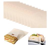10Pcs Non-Stick Sandwich Toaster Bags, Greaseproof Paper Food Bags, Heat Resistant Reusable Food Bags for Grilled Cheese Sandwiches Pizza Panini
