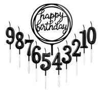 10pcs Number 0-9 Birthday Numeral Cake Candles + 1pcs Letter Happy Birthday Glitter Cake Topper Decoration Cake Number Digital Candles for Birthday Party Wedding