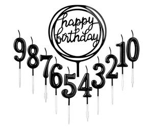 10pcs Number 0-9 Birthday Numeral Cake Candles + 1pcs Letter Happy Birthday Glitter Cake Topper Decoration Cake Number Digital Candles for Birthday Party Wedding