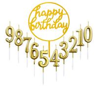 10pcs Number 0-9 Birthday Numeral Cake Candles, Number Candle Gold Set