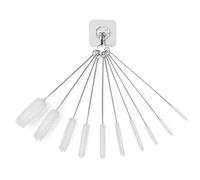 10pcs Nylon Cleaning Brush Kit, 1pcs Hook, Small Tube Cleaning Brush, Reusable Bottle Brush, Nylon Bottle Tube Cleaner for Cleaning Straws, Bottle Tubes, Spouts, Baby Bottles (White)