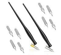 10PCS Oblique Calligraphy Dip Pen Set - 2-in-1 Drawing Pen Holder with 8 Stainless Steel Replacement Nibs for Writing, Painting, Signing, Sketching