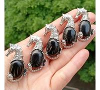 10pcs Obsidian Gems stone Seahorse Pendants