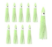10Pcs Octopus Squid Lures, Soft Plastic Fishing Baits Skirts Trolling Lure, Luminous 9cm 2g for Bass Pike Trout Saltwater Freshwater Sea Fishing