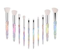 10Pcs Of Crystal handle Make up Brushes Set Cosmetic Kabuki Eyeshadow Makeup Foundation Brush Kit (Brushed White)