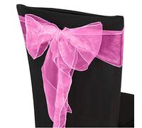 10pcs of Organza Chair Sashes, Fuller Wider Sash, Chair Cover Bows for Wedding Anniversary Reception Christmas Party Events Birthday Décor | 23 Colours | Pink