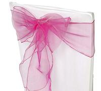 10pcs of Organza Chair Sashes, Fuller Wider Sash, Chair Cover Bows for Wedding Anniversary Reception Christmas Party Events Birthday Décor | 23 Colours | Hot Pink