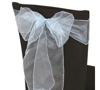 10pcs of Organza Chair Sashes, Fuller Wider Sash, Chair Cover Bows for Wedding Anniversary Reception Christmas Party Events Birthday Décor | 23 Colours | Light Blue
