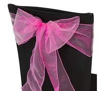 10pcs of Organza Chair Sashes, Fuller Wider Sash, Chair Cover Bows for Wedding Anniversary Reception Christmas Party Events Birthday Décor | 23 Colours | Fuchsia