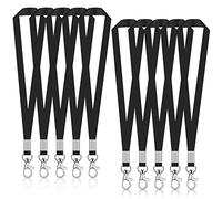 10Pcs Office Lanyards for Neck, Durable Badge Lanyard for Staff, Premium Polyester Lanyard Neck Strap with Swivel Clips, Nylon Neck Strap with Metal Clip for ID Card Badge Holder Students (Black)
