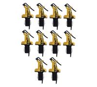 10pcs Oil Bottle Stopper Press Type Spout for Vinegar Bottles | Abs, Golden Finish, Spiral Design, Tight Sealing, Easy Handling, for Dinner Events and Meetings