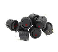 10Pcs ON/OFF 12V 220V 20mm Round Rocker Dot Switch Waterproof LED Light Luminescence Toggle Switches 3Pin(Red,AC 220V)