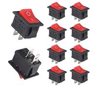 10PCS ON/OFF Boat Rocker Switch 2 Pin 2 Position Snap AC 6A/250V 10A/125V 2 Solder Lug SPST Mini Boat Rocker Switch, Round Rocker SPST Toggle Switch Snap for Car Auto Boat Household Appliances Red