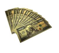 10pcs One Million Dollar Bills, Colored Gold Plated Bill Notes for Decor Bring Good Lucky