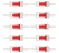 10pcs One Way Check Valve 5x1.4x1.4cm for Aquarium Air Pumps | Stainless Steel, Glass and ABS Construction, Red Finish, Wear-Resistant, Easy Fitting for Aquascapers
