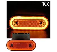 10pcs Orange Amber Side LED Marker Lights Neon Oval 12V 24V Trailer Truck with Brackets