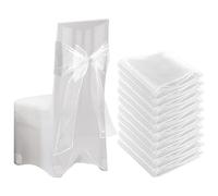 10pcs Organza Chair Bows - 22x280cm White Sashes for Wedding & Party Decorations