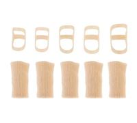 10Pcs Oval Finger Splints and Sleeves Kit, 5 Graduated Trigger Finger Splint and 5 Finger Sleeves Finger Support Brace Upgraded Finger Stabilizer Kit for Thumb Middle Ring Index Pinky(Size 5,6,7,8,9)