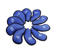 10Pcs/Pack New Meshy Golf Iron Covers Set Golf Club Head Cover Fit Most Irons (Blue)