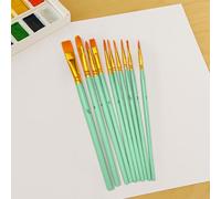 10pcs Paint Brush Set, Nylon Brush Set Watercolor, Suitable for Digital Painting and Wall Painting Creation - Mint Green