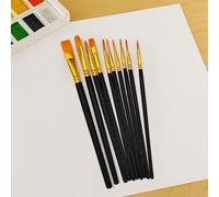 10pcs Paint Brush Set, Nylon Brush Set Watercolor, Suitable for Digital Painting and Wall Painting Creation - Black