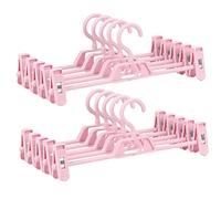 10PCS Pants Hangers,Adjustable Clothes Hangers, Anti-Rust Clips Skirts Pants Hanger, Slack, Trouser, Jeans, Towels (Pink)