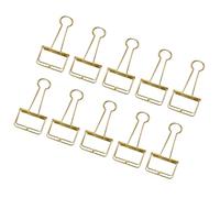 10Pcs Paper Binder Clips with Hollow Design Multi-Colors Foldback Clamps Metal Paper Binder Clips Large for Office Stationery Accessories File Storage (Gold,32mm)