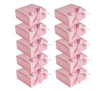 10Pcs Paper Gift Box with Lid & Bow Ribbon 11.5x11.5x5cm Square Shaped Packaging Box Easy Assembly Bridesmaid Proposal Box Kraft Paper Presentation Boxes for Parties, Christmas, Birthday, Wedding