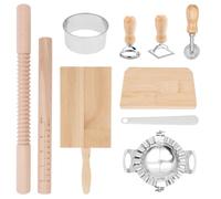 10Pcs Pasta Making Tools Kit Kitchen Tools Pasta Making Accessories Gnocchi Board Rolling Pin Set Pastas Maker Ravioli Mold Set with Dough Scraper Dumpling Maker for Home Kitchen