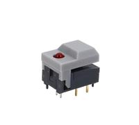 10Pcs PB86-A1 6Pin With LED Momentary SPDT Square Push Button Tact Switch for Stage Equipment Control(10Pcs Grey)