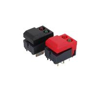 10Pcs PB86-A2 8Pin Red and Green LED Momentary SPDT Square Push Button Tact Switch for Stage Equipment Control(10Pcs Black)