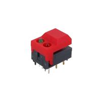 10Pcs PB86-A2 8Pin Red and Green LED Momentary SPDT Square Push Button Tact Switch for Stage Equipment Control(10Pcs Red)