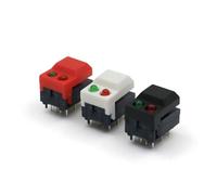 10Pcs PB86-A2 Red and Green LED 8Pin Momentary PCB SPDT Square Push Button Tact Switch BIANMTSW(10Pcs Black)