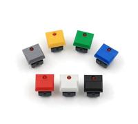 10Pcs PB86-B1 Large Cap Red LED 6Pin Momentary SPDT Square Push Button Switch For Stage Control Equipment BIANMTSW(10Pcs Grey)