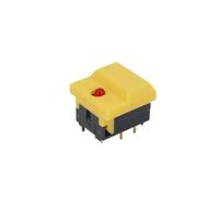 10Pcs PB86-B1 Large Cap Red LED Momentary 6Pin SPDT Stage Control Push Button(10Pcs Yellow)