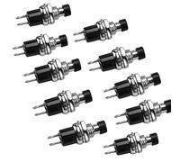 10pcs PBS-110 Round Mini Momentary Push Button Lockless Reset Switch, 2 Pins Terminals, Push Button Switch, Control in Electromagnetic Starter, Contactor, Relay, High Quality
