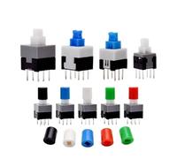 10pcs PCB Tact Tactile Latching Push Button On Off Self Lock UnLock Switch DIP 6 Pin Cap 5.8 * 5.8/7 * 7/8 * 8/8.5 * 8.5mm(8.0x8.0mm,White Cap,Unlock)
