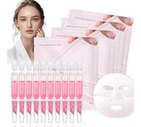 10Pcs PDRN Pink One Day Serum & 4Pcs PDRN Pink Collagen Jelly Gel Face Mask Set, Collagen Face Mask for Deep Hydration, Overnight Fa ce Ma sk Skin Care Set for Glowing Skin, Moisturizing & Firming